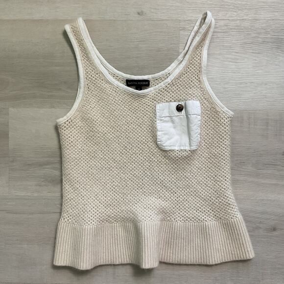 Banana Republic Womens Cashmere Cropped Knit Tank Top with Pocket Medium - Picture 1 of 10